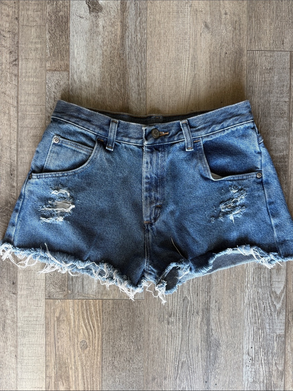 Wrangler Denim Distressed High-Rise Women’s Shorts - Blue